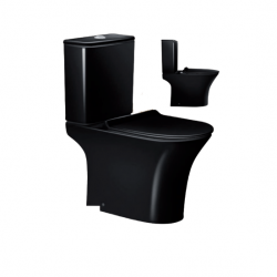 Λεκάνη Δαπέδου Πορσελάνης Πισωστόμια Sifnos 60 εκ. Soft Close 30-058B Μαύρη Ματ